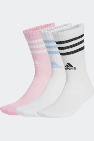 adidas White 3 Stripe Crew Socks 3 Pack UK 11
