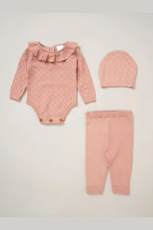 Rock-a-bye Baby Boutique V True Knit Bodysuit Rib 100% Cotton Leggings And Hat Outfit Set 6