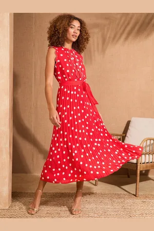 Love & Roses Scallop Detail Pleated Midi Dress 12