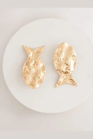 Next Gold Tone Statement Fish Stud Earrings One