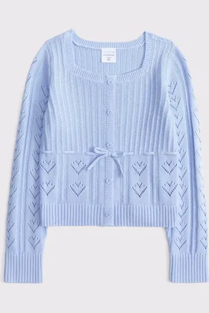 Abercrombie & Fitch Heart Stitch Square Neck Knitted Jumper With Tie Detail 17-18 Yrs