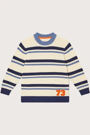 Monsoon Natural Varsity Stripe Crew Neck Jumper 9