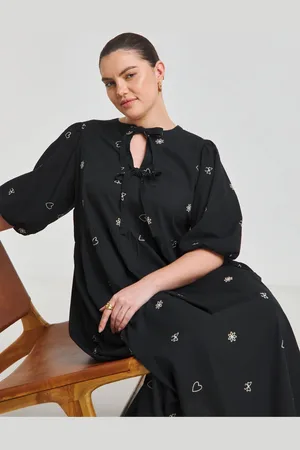 Simply Be Embroidered Bow Front Midi 100% Cotton Dress AU 12