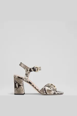LK Bennett Natural Reeva Snake Effect Oloid Buckle Sandals AU 6 (EU 37)