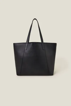 Accessorize Black Large Pebble Leather Tote Bag One