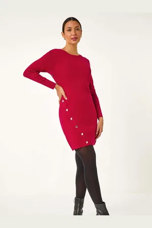 Roman Side Button Detail Knitted Dress AU 16
