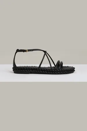 Reiss Black Libby Leather Braided Flat Sandals AU 7 (EU 38)