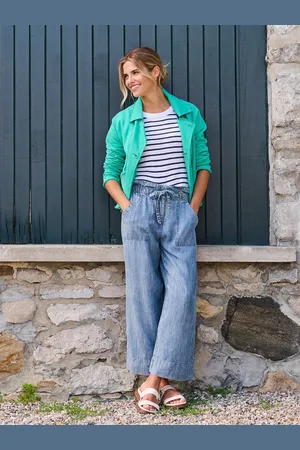 Hatley Blue Acid Rinse Tie Front Trousers L