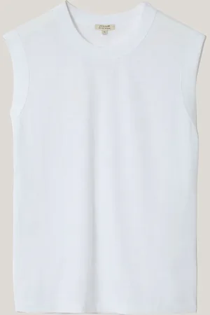 Jigsaw White 100% Cotton Slub Tank Top M
