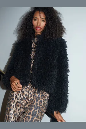 Threadbare Black Mongolian Faux Fur Coat AU 16