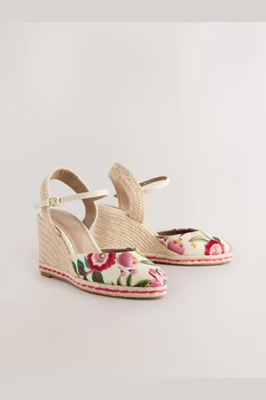 Next Pink Forever Comfort Round Toe Embroidery Espadrille Wedges AU 8 (EU 39)