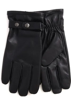JONES BOOTMAKER Mens Adjustable Leather Black Gloves S-M