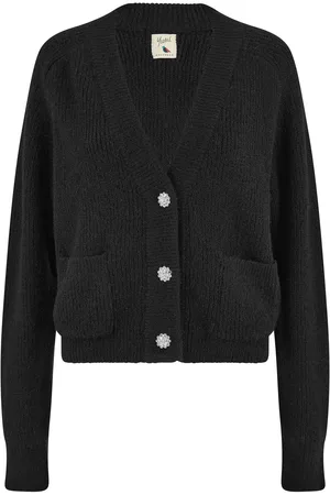 Yumi Black Daisy Button Knitted Relaxed Fit Cardigan S-M