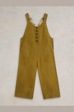 White Stuff Green Viola 100% Linen Dungarees AU 16 R