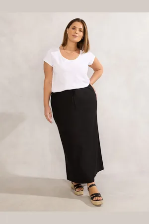Live Unlimited London Linen Blend Midaxi Skirt AU 24