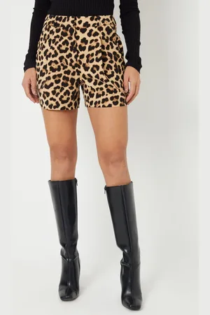 Threadbare Leopard Print Pleated Tailored Shorts AU 14