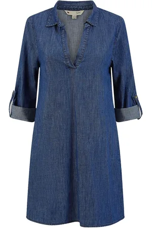 Yumi Blue Chambray 100% Cotton Tunic With Pockets AU 8