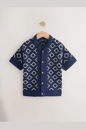 Next Crochet Short Sleeve Button Through Knitted Polo Shirt (3-14yrs) 11