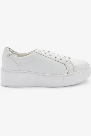 Next White Lace Up Signature Forever Comfort Leather Chunky Wedge Platform Trainers AU 9 (EU 41)