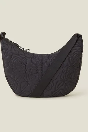 Accessorize Black Large Floral Quilted Sling Bag One