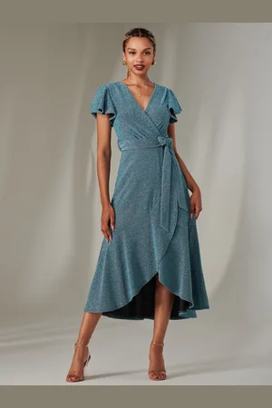 Jolie Moi Marlie Metallic Angel Sleeve Maxi Dress AU 12
