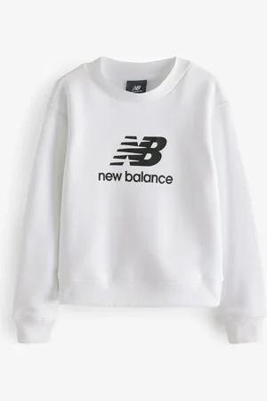 New Balance White Girls Stacked Logo Sweatshirt 12