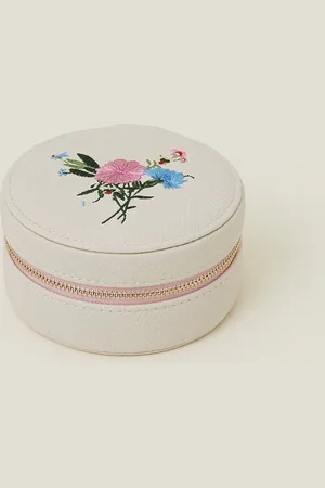 Accessorize Cream Embroidered Medium Jewellery Box One