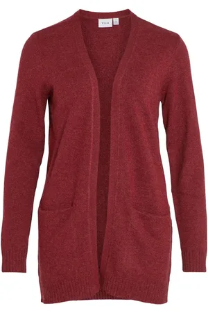 VILA Burgundy Long Sleeve Lightweight Knit Cardigan AU 6