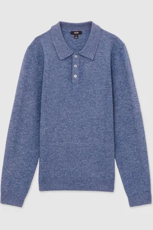 Reiss Kingsley Wool Textured Long Sleeve Polo Shirt L