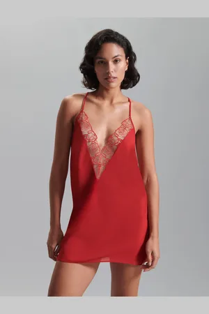 BlueBella Rosalie Short Plunge Satin and Rose Embroidered Chemise AU 12