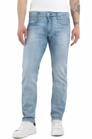 Replay Blue Straight Fit Grover with 100% Cotton Stretch Jeans