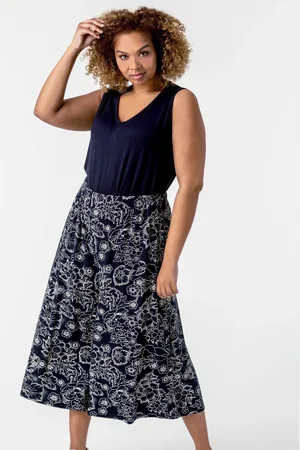 Roman Blue Plain V-Neck Vest Top AU 18