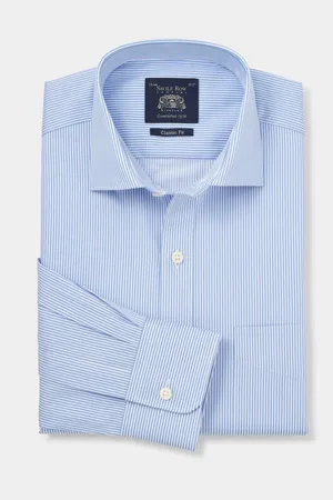 SAVILE ROW Striped Classic Fit 100% Cotton Single Cuff Formal Shirt AU 43 Regular