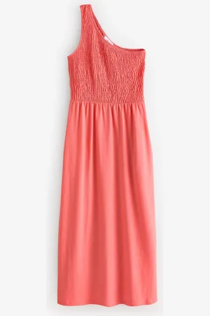 Next Shirred One Shoulder 100% Cotton Midi Dress AU 20