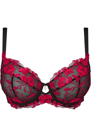 Ann Summers Black/Red The Hero Fuller Bust Non Pad Wired DD+ Bra 32 FF
