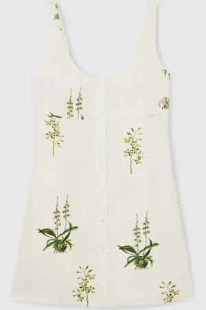 Reiss Dorethea NYBG Linen Floral Mini Dress AU 14