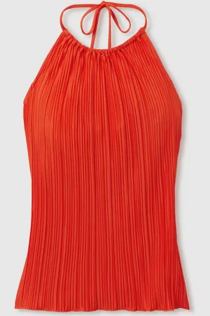 GOOD AMERICAN Red Plisse Halter-Neck Beach Cover-Up Top 4XL-5XL