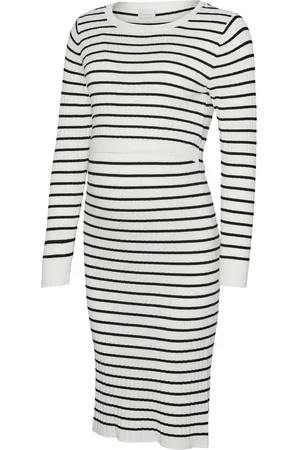 Mama;licious Maternity Striped Knit Midi Dress With Nursing Function AU 18