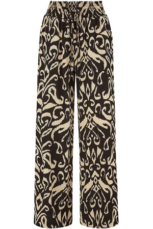 Yumi Black Relaxed Fit Ikat Print Trousers AU 12