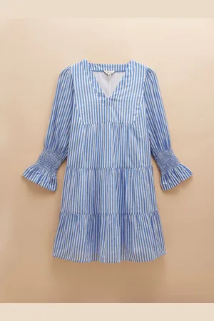 Joules Alessia 3/4 Length Sleeve Tiered Cotton Dress 16