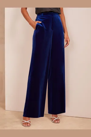 Friends Like These Blue Velvet Tailored Wide Leg Trousers Co Ord Suit AU 14