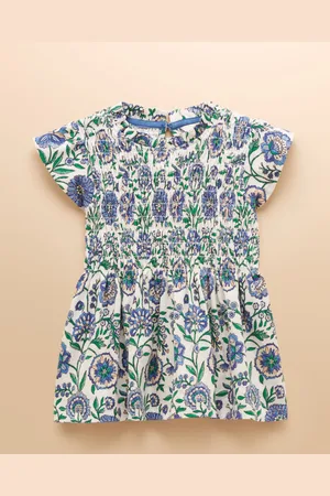 Joules Gracie Blue Shirred Short Sleeve Top 146152cm