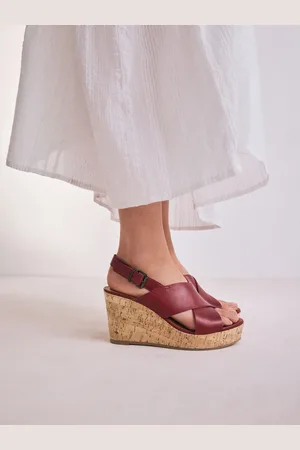 Next Red Standard/Wide Fit Forever Comfort Leather Round Toe Cross-Over Slingback Platform Wedges AU 9 (EU 41)