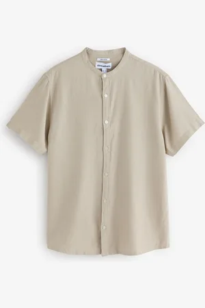 Threadbare Grandad Collar Linen Blend Short Sleeve Shirt large