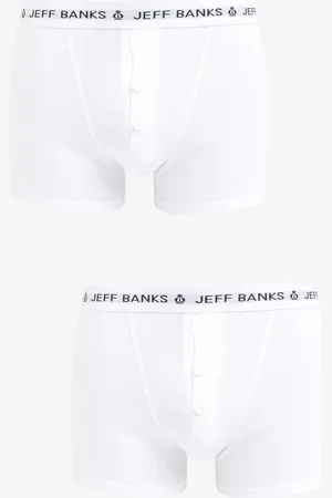 Jeff Banks White Classic Repeat Logo Waistband Button Flu Boxers S
