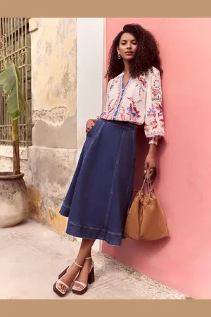 Love & Roses Fit and Flare Midi Skirt AU 8