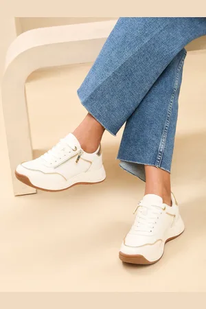 Lipsy London White Flat Chunky Quilted Runner Outsole Side Zip Knit Trainers AU 5 (EU 36)