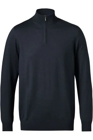 Charles Tyrwhitt Blue Merino Quarter Zip Jumper M