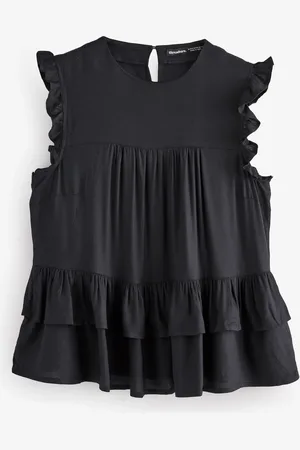 Threadbare Black Ruffle Frill Smock Shell Top 10