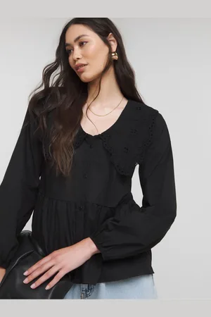 Simply Be Black Broderie Collared Blouse AU 16